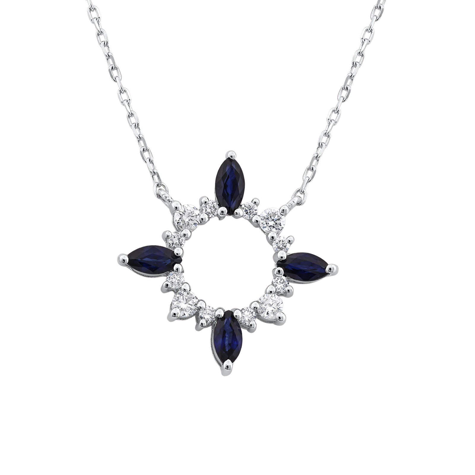 0.16ct Pırlantalı Markiz Safir Kolye