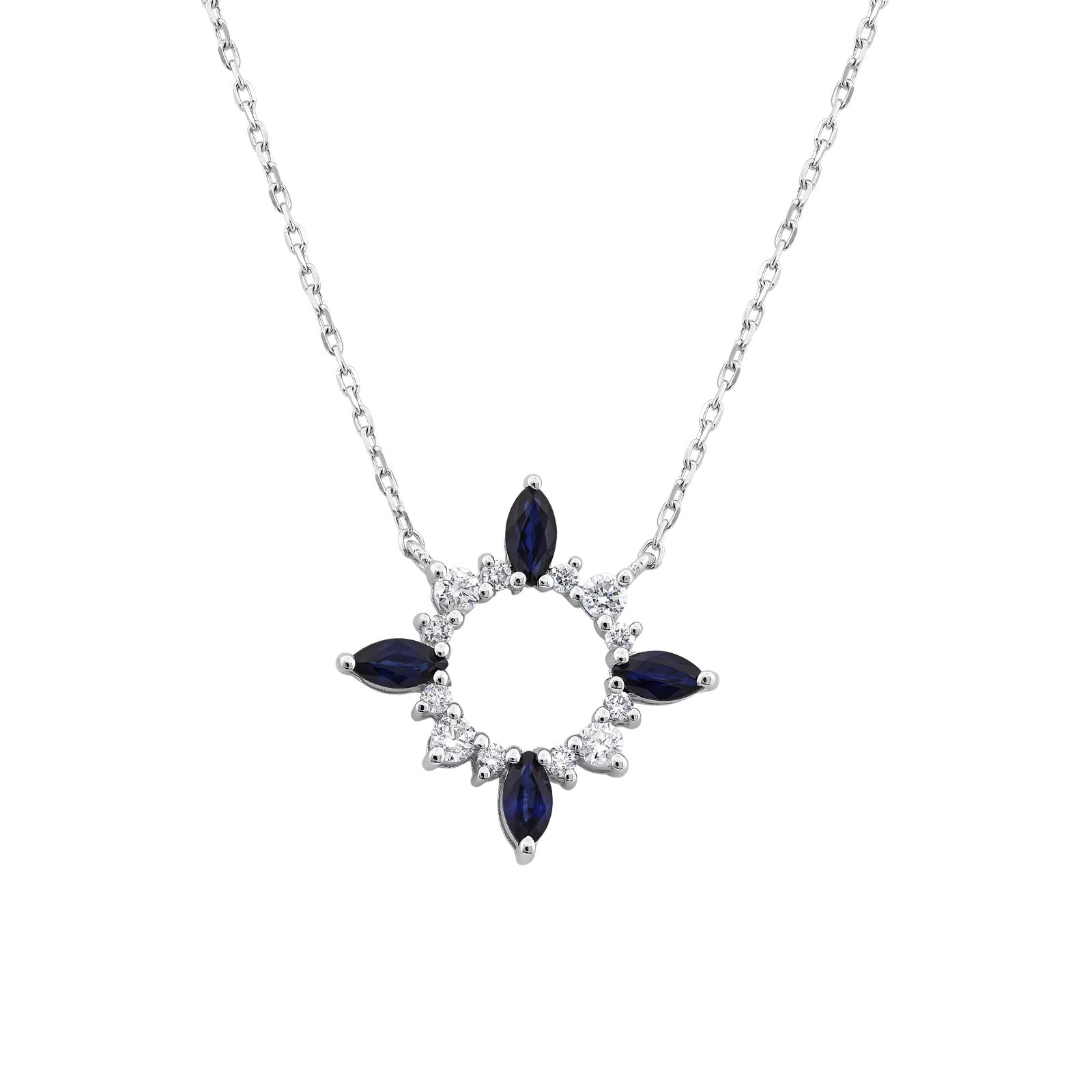 0.16ct Pırlantalı Markiz Safir Kolye