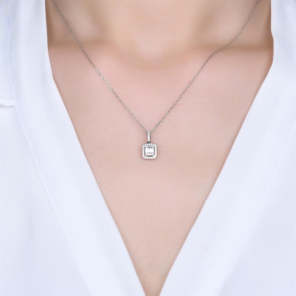 0.17ct Klasik Baget Pırlanta Kolye