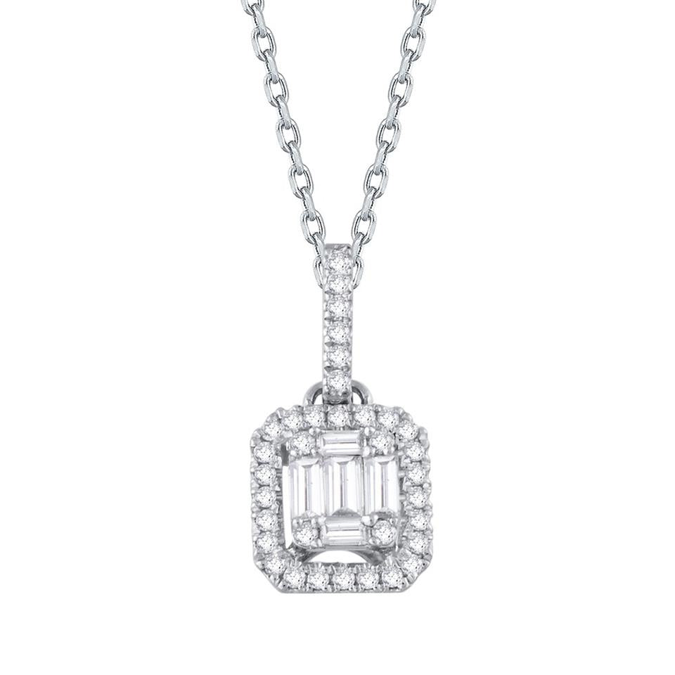 0.17ct Klasik Baget Pırlanta Kolye