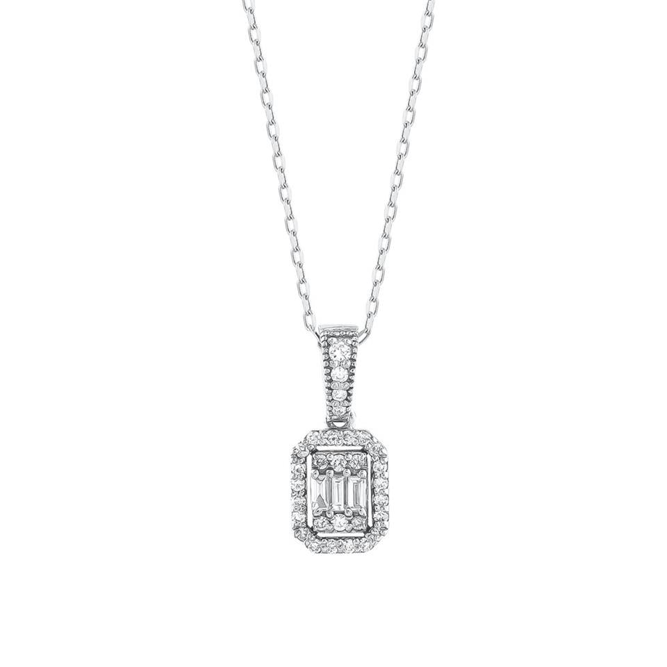 0.21ct Baget Pırlanta Kolye