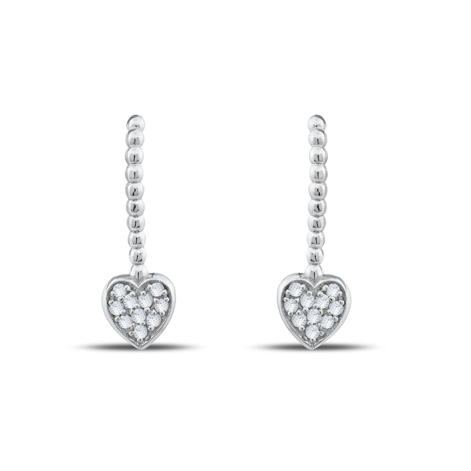 0.15ct Pırlantalı Kalp Küpe