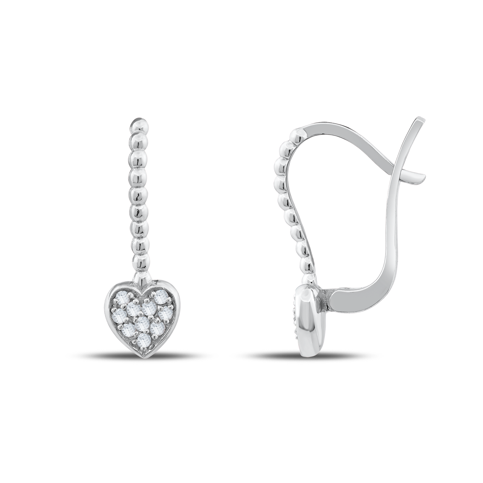 0.15ct Pırlantalı Kalp Küpe