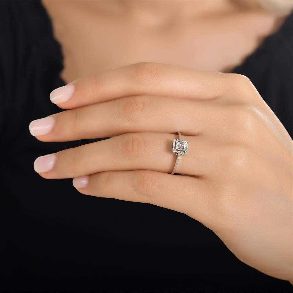 0,12ct Baget Pırlanta Tasarım Yüzük