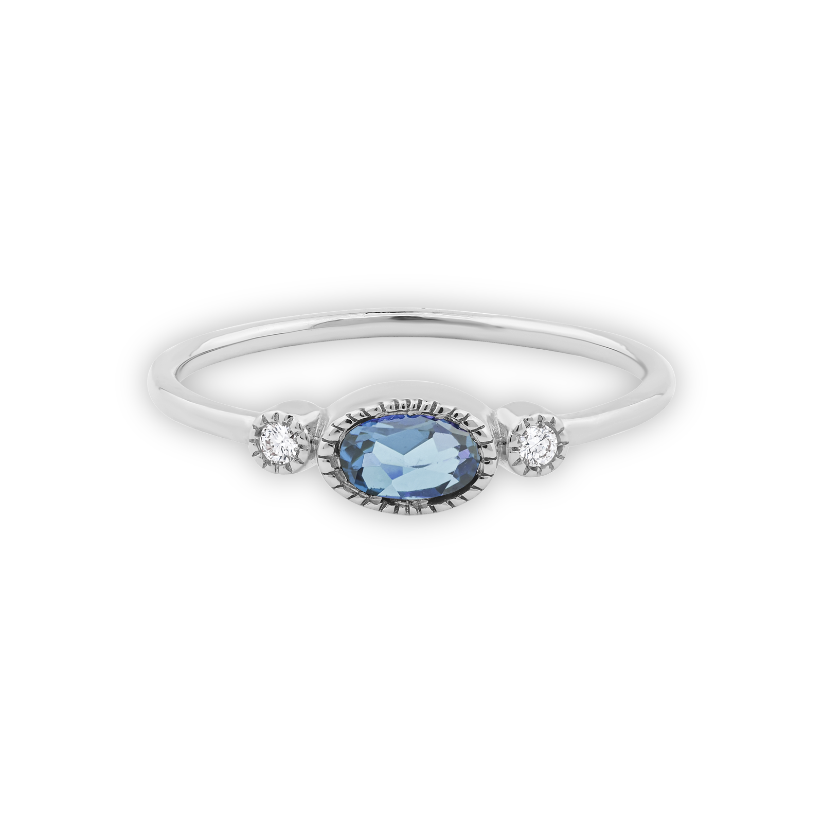 0.03ct Pırlantalı Mavi Topaz Yüzük